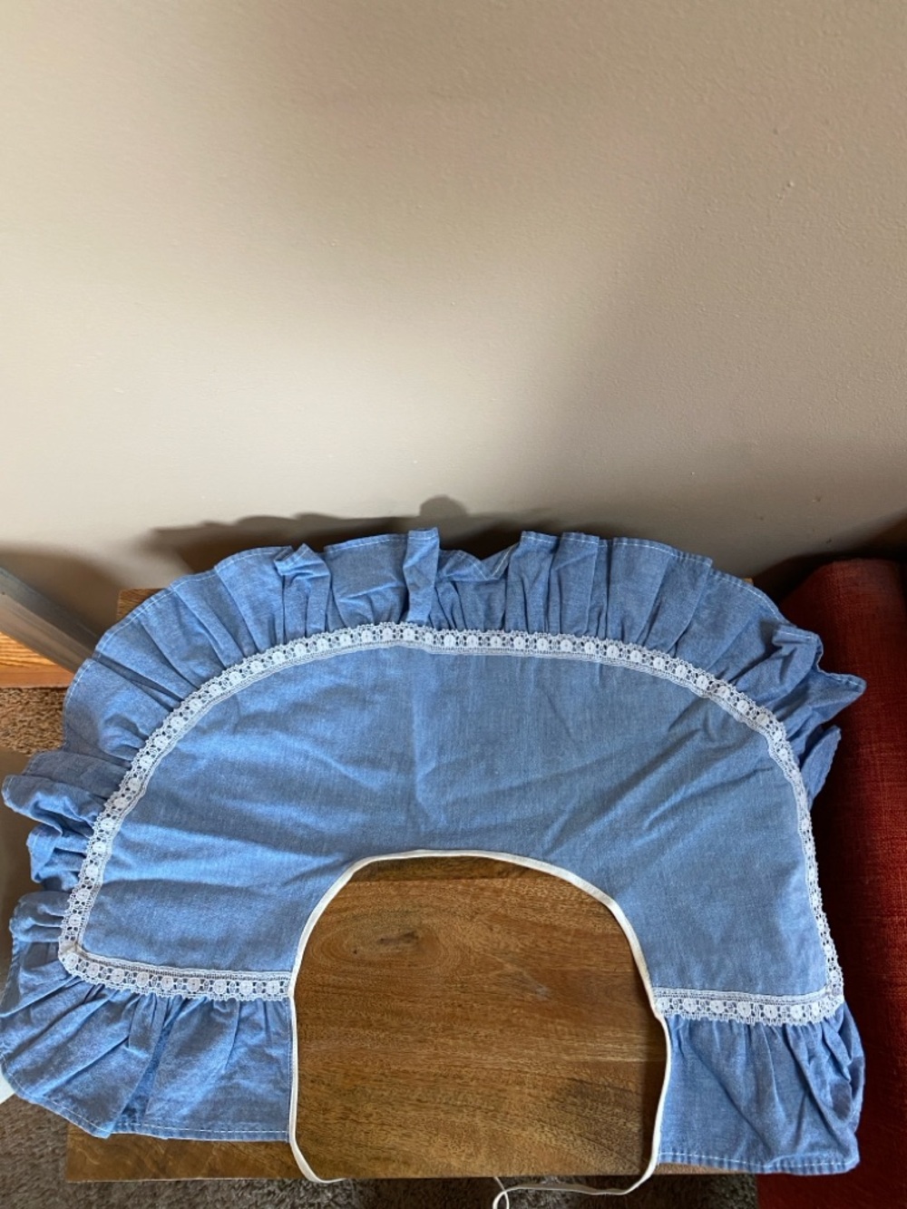 Vintage Inspired Novelty Chambray Denim 
Oversized Detachable Collar Ruffle - Picture 5 of 10